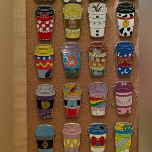 Disney coffee cup pin set 12 piece